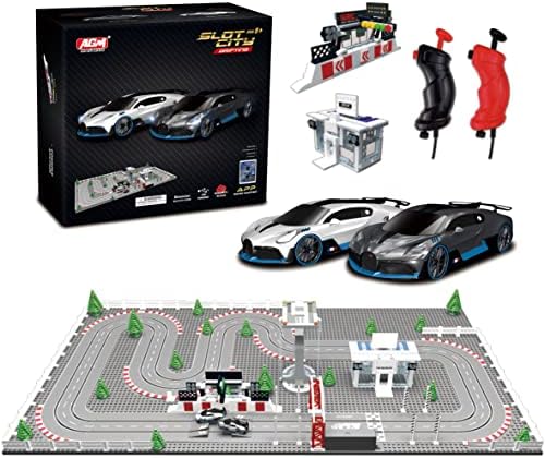 AGM MASTECH Mini Deluxe Block Building N Slot car Race Set GD-12 at 1:87 Scale
