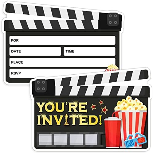 30 Movie Party Invitations with Envelopes – Perfect for Movie Theme Party, Hollywood Party, Red Carpet Party, Movie Birthday Party Supplies