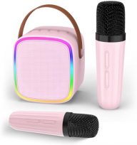 Texpot Karaoke Machine with 2 Wireless Microphones, Kids Toys Portable Bluetooth Speaker for Kids Adults Toddler, Christmas Girls Toys for 4 5 6 7 8 9 10 12 Year Old Birthday Gift Ideas (Pink)