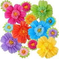 Large Colorful Tissue Paper Flowers 20″ Giant Fiesta Paper Flowers Pom Paper Flowers Mexican Carnival Party Wall Backdrop Decoration for Wedding Birthday (Rainbow Color,24 Pieces)