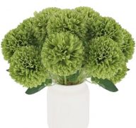 12 Pcs Artificial Chrysanthemums Flowers Silk Ball Flowers, Fake Green Flowers for St Patick’s Day Home Decor Indoor Floral Arrangement Table Centerpieces St Patick’s Day Decor (12, Green)
