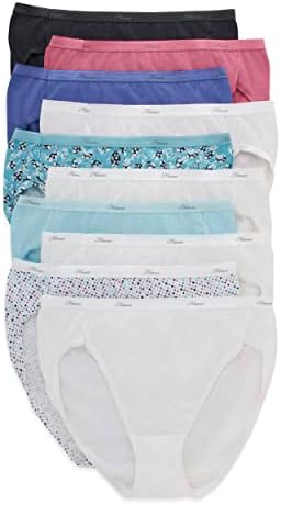 Hanes Women’s Hi-Cut Cotton Underwear, Value 10-Pack, Assorted High-Waisted Panties (Colors May Vary)