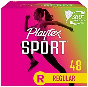 Playtex Sport Tampons, Regular Absorbency, Fragrance-Free – 48ct (Packaging May Vary)