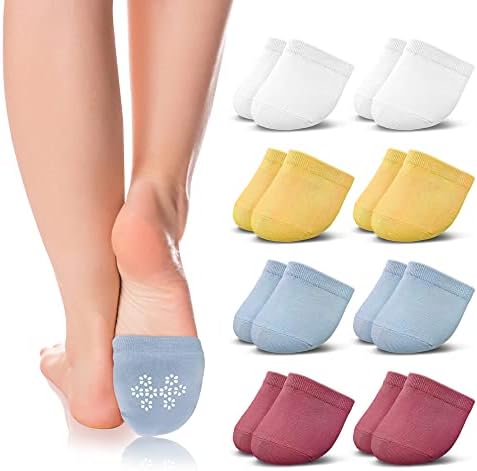 Jinny’s Shoppe 8 Pairs of Toe Topper Liner No Show Invisible Non-Skid Half Seamless Mule Socks for Women