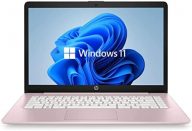 HP Newest 14″ HD Laptop, Windows 11, Intel Celeron Dual-Core Processor Up to 2.60GHz, 4GB RAM, 64GB SSD, Webcam, Dale Pink(Renewed) (Dale Pink)