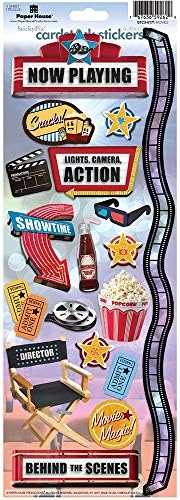 Paper House Productions STCX-0171E Cardstock Stickers, Movies (6-Pack)