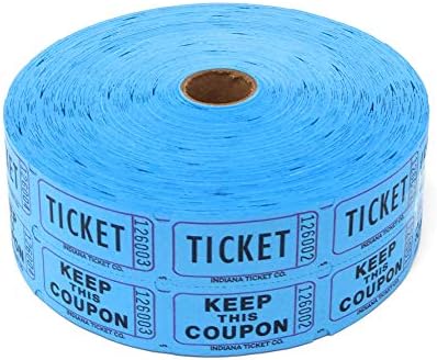 INDIANA TICKET CO. Consecutively Numbered Double Ticket Roll, Blue, 2000 Tickets per Roll