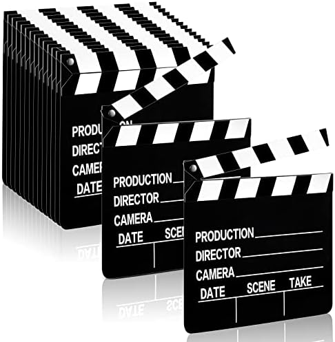 Movie Film Clap Board Movie Night Party Decorations 7 x 8 Inch Movie Clapboard Directors Clapper Writable Cut Action Scene Board Movie Night Centerpiece for Movies Films Photo Props(20 Pcs)