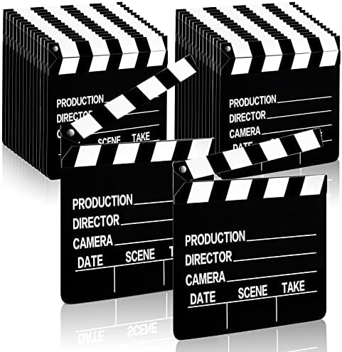 Movie Film Clap Board Movie Night Party Decorations 7 x 8 Inch Movie Clapboard Directors Clapper Writable Cut Action Scene Board Movie Night Centerpiece for Movies Films Photo Props(40 Pcs)
