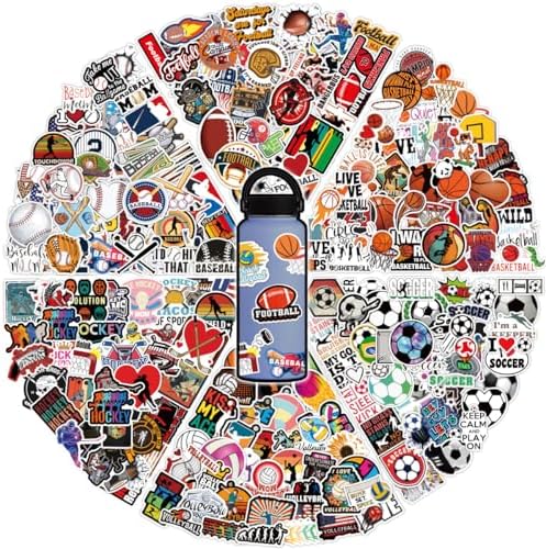 300Pcs Cool Vinyl Sports Stickers, Waterproof Water Bottle Stickers for Laptop Scrapbook Skateboard Journaling Helmet Football Soccer Decals School Reward for Kids Teens Adults Party Favors