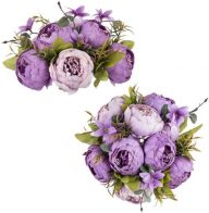 NUPTIO Peony Artificial Flowers for Centerpieces: 2 Pcs 9.4 inch Diam Purple Faux Peony Flowers Fake Flower Balls Arrangement Bouquet Wedding Centerpieces for Tables Wedding Centerpiece Decorations